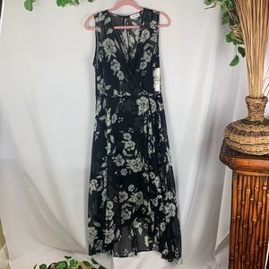 Calvin Klein Lined Floral Print Faux Wrap Dress